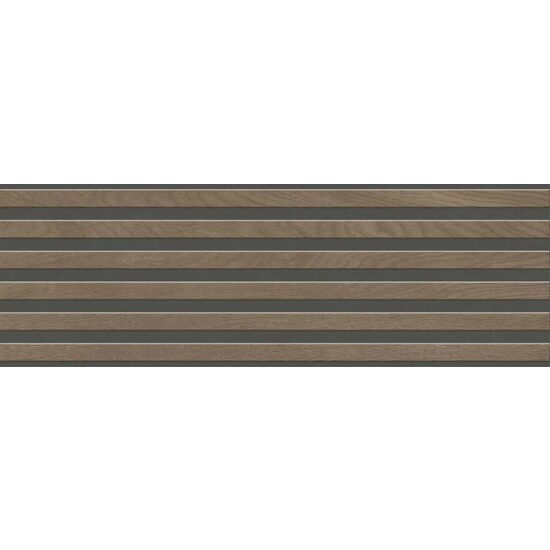 Faianta Jarel Walnut Mate 30x90 cm, rectificata, model riflaj, finisaj mat, maro