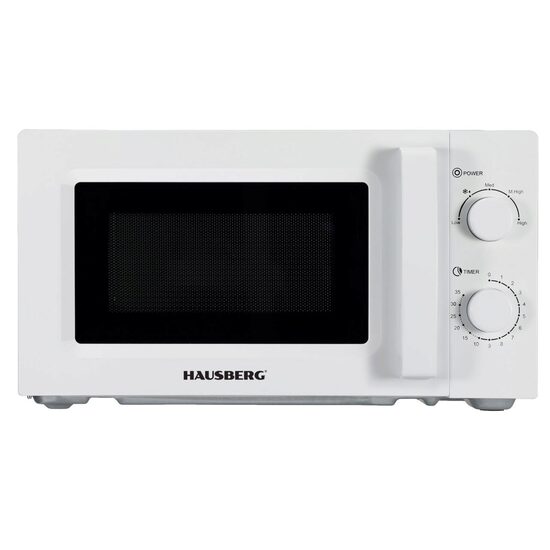 Cuptor cu microunde Hausberg HB-8008AB, 20 L, 700 W, comandă mecanică, 5 trepte de putere, alb
