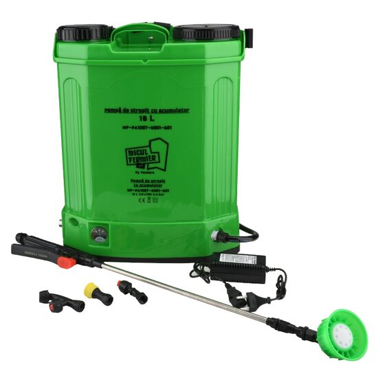 Pompă de stropit mf pandora 16 L cu acumulator 12 V, presiune 5,5 bar, lance telescopica