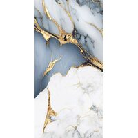 Gresie rectificata Gs Atomic Blue - Glossy Carving 60x120 cm, model marmura, finisaj lucios, culoare albalbastru