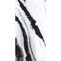 Gresie rectificata Panda White - Special High Glossy 60x120 cm, model marmura, finisaj lucios, culoare alb-negru