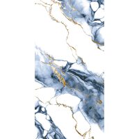 Gresie rectificata Classica Aqua - High Glossy 60x120 cm, model marmura, finisaj lucios, culoare alb-bleu