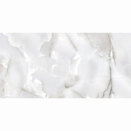 Gresie rectificata Aden Light Grey ADE1 60x120 cm, model marmura, gri deschis, finisaj lucios
