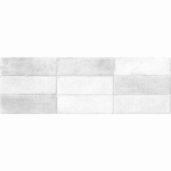 Faianta rectificata Juno Diamond 30x90 cm, model piatra, alb, finisaj lucios