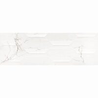 Faianta rectificata Adonis White Decofon 30x90, model marmura, alb, finisaj lucios