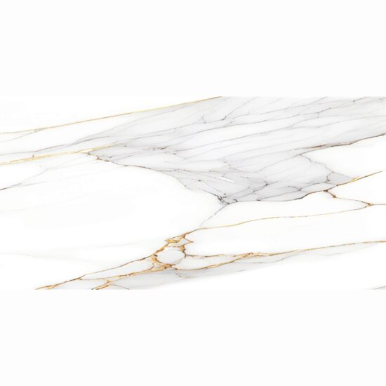 Gresie Devise White 60x120 cm, alb, model marmura, finisaj lucios