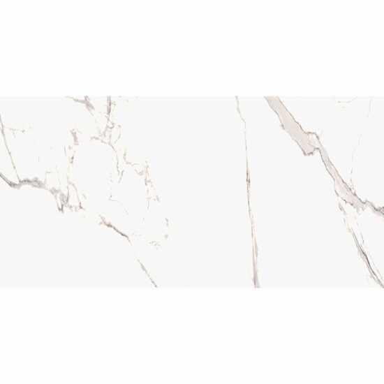 Gresie rectificata Statuario Goya Matte 60x120x0.7cm, alb, model marmura, finisaj mat