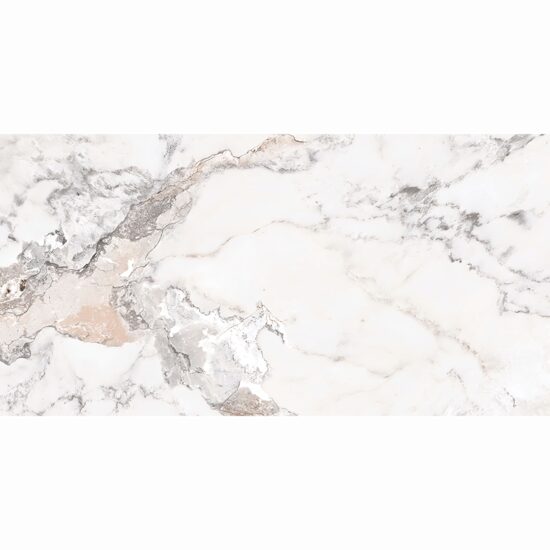 Gresie rectificata Majestic White 60x120 cm, alb, model marmura, finisaj mat
