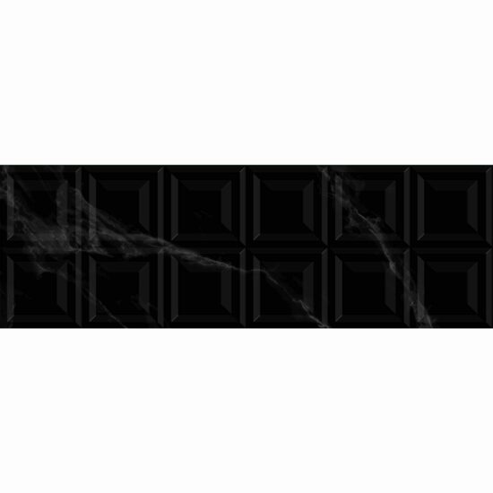 Faianta rectificata Paris Black Decofon 30x90 cm, negru, model marmura, finisaj lucios