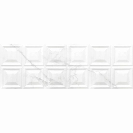 Faianta rectificata Paris White Decofon 30x90 cm, alb, model marmura, finisaj lucios