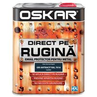 Vopsea anticorozivă pentru metal OSKAR Direct pe Rugină, aplicare directă pe rugină, gri antracit RAL 7016, finisaj lucios, 2,5 L