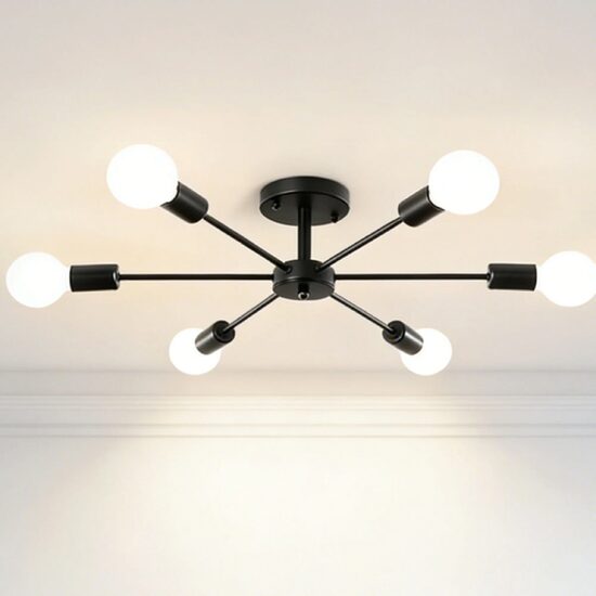 Lustra KJXD-504, 6 x E27, negru, 220 V