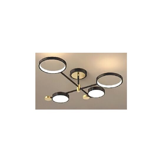 Lustra KJXD-496, 4 corpuri, negru-auriu, 220 V