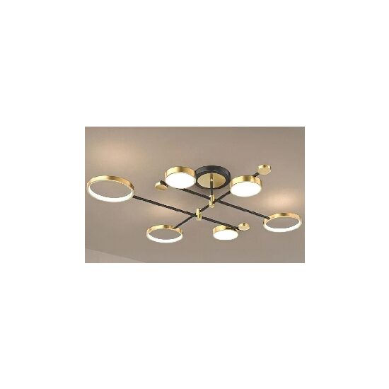 Lustra KJXD-496, 6 corpuri, negru-auriu, 220 V