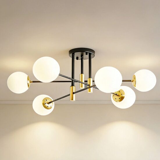 Lustra KJXD-521, 6 x E27, negru-auriu, 220 V