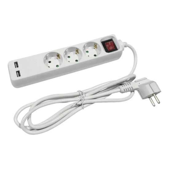 Prelungitor 3 prize, 2 USB, 1,5 m, 3G1.5