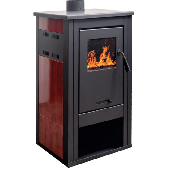 Semineu pe combustibil Kolubara/Elegant A, 8 kW, 490 x 460 x 930 mm, Negru/Rosu