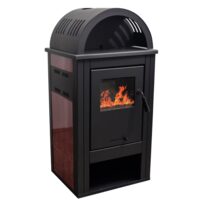 Semineu pe combustibil solid Termo Elegant Luxx, 100x50x42 cm 8 kW, Negru/Rosu