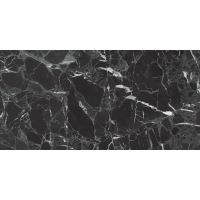Gresie portelanata model marmura Santana Black, lucioasa, 60x120 cm, interior/exterior, culoare Negru