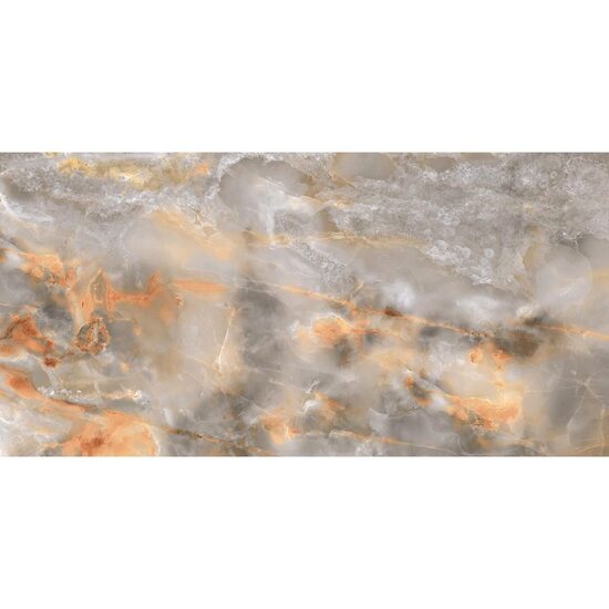 Gresie portelanata lucioasa maro/auriu tip marmura Siena, 60x120 cm, cod SIE1