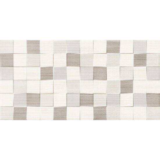 Faianta bej model tip mozaic Tessile Cubik Beige, A029, 25x50 cm