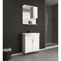 Set mobilier baie 65cm Nilufer White cu Lavoar si Oglinda