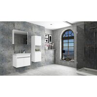 Set mobilier baie 65cm Begonya White - Anthracite cu Lavoar si Oglinda