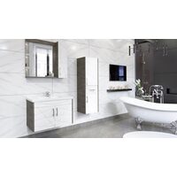 Set mobilier baie 80cm Victoria Padova White cu Lavoar si Oglinda