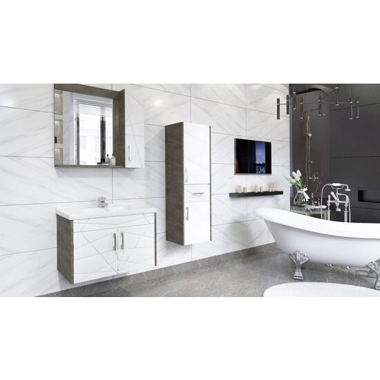 Set mobilier baie 80cm Victoria Padova White cu Lavoar si Oglinda