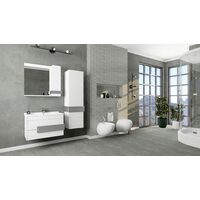 Set mobilier baie 85cm Neon Silver White cu Lavoar si Oglinda