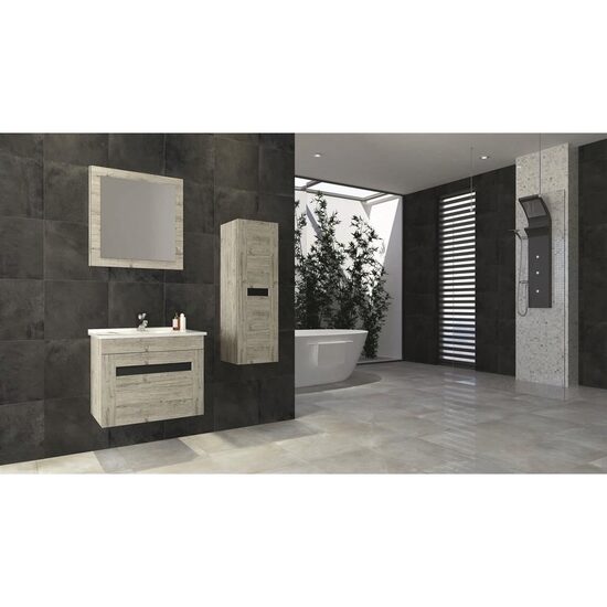 Set mobilier baie 65cm Viejo Rustic cu Lavoar si Oglinda