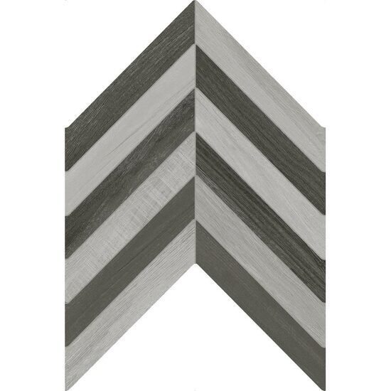 Gresie portelanata tip parchet Nordik Dark Grey MIX Motif Fishbone 40x60 Cm, gri, cod 941311