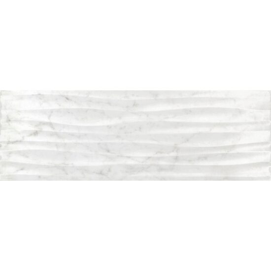 Faianta tip marmura cu aspect 3D Bianco Onda White 4734, 25,5x75,5 cm, Alb