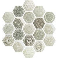 Gresie portelanata tip marmura, hexagonala, Lace Cappucino Mix Decor mat 20x23 cm 0200*0232