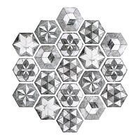 Gresie portelanata tip marmura, hexagonala, Geohex Grey Decor Matt 20x23 cm, Gri