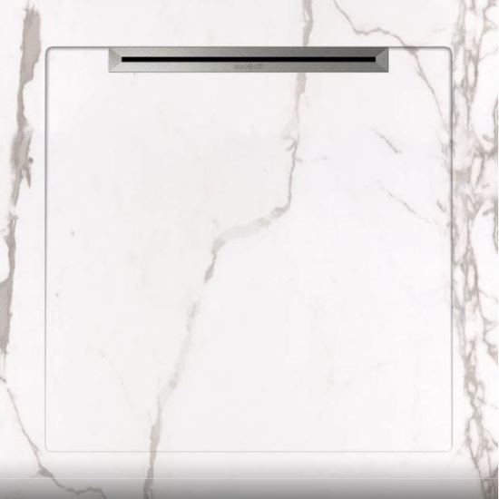 Cadita de dus tip marmura AquaNit Multi, 90x90 cm, Havana White Masif Linner + sifon din inox, Alb