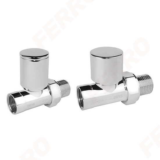 Set robineti tur/retur radiator drepti 1/2", crom, ZGB30CR