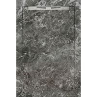 Cadita de dus slim AquaNit Slope Fiori di Pesca, 80x120 cm, tip marmura, Gri + sifon din inox