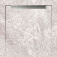 Cadita de dus slim AquaNit Slope Fiori di Pesca, 90x90 cm, tip marmura, Alb + sifon din inox