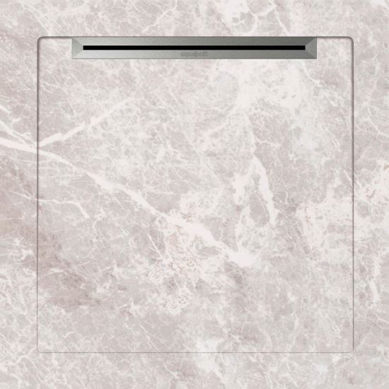 Cadita de dus slim AquaNit Slope Fiori di Pesca, 90x90 cm, tip marmura, Alb + sifon din inox