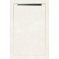 Cadita de dus slim AquaNit Slope Arc White, 80x120 cm, tip marmura, Alb + sifon din inox