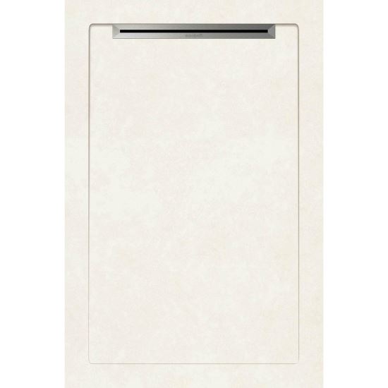 Cadita de dus slim AquaNit Slope Arc White, 80x120 cm, tip marmura, Alb + sifon din inox