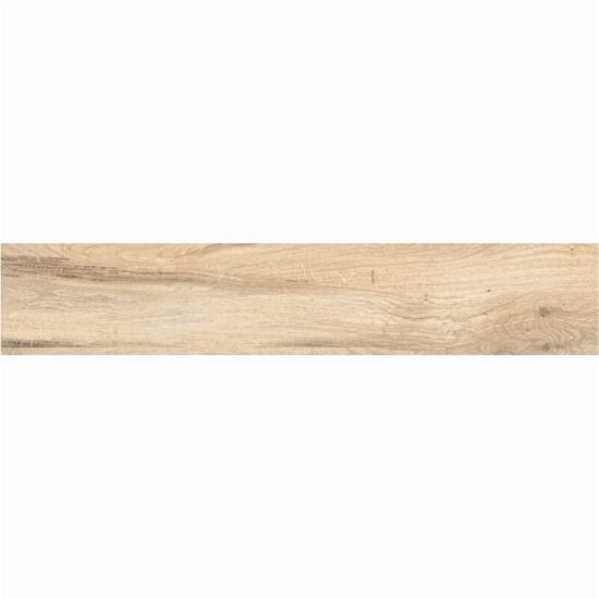 Gresie portelanata rectificata Sagano Almond tip parchet, model lemn, 20x120 cm, maro