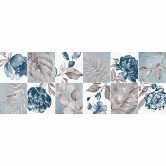 Piesa decorativa Faenza Patchwork Blue 4808, tip decor, 25.5x75.5 cm, albastru