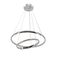 Lustra LED rotunda suspendata, moderna cu 2 inele 400x600mm aluminiu si crystal OVK-PL5241-600