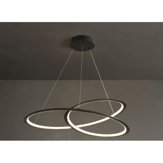 Lustra LED suspendata D600mm neagra, aluminiu si silicon OVK-PL5245