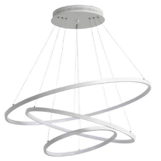 Lustra LED rotunda suspendata moderna 200x400x600mm, alb/negru, aluminiu si silicon OVK-PL5021-600