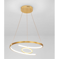 Lustra LED rotunda moderna suspendata 220V 450mm auriu, aluminiu si silicon OVK-PL5203