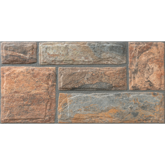 Faianta portelanata Adarve Marron tip piatra, 30x60 cm, culoare maro
