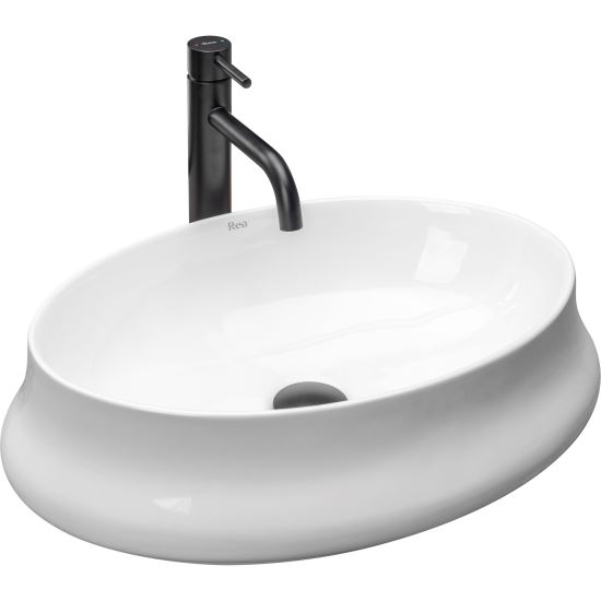 Lavoar pentru blat, ceramic Rea Angela culoare alb, finisaj lucios, 520 mm x 370 mm